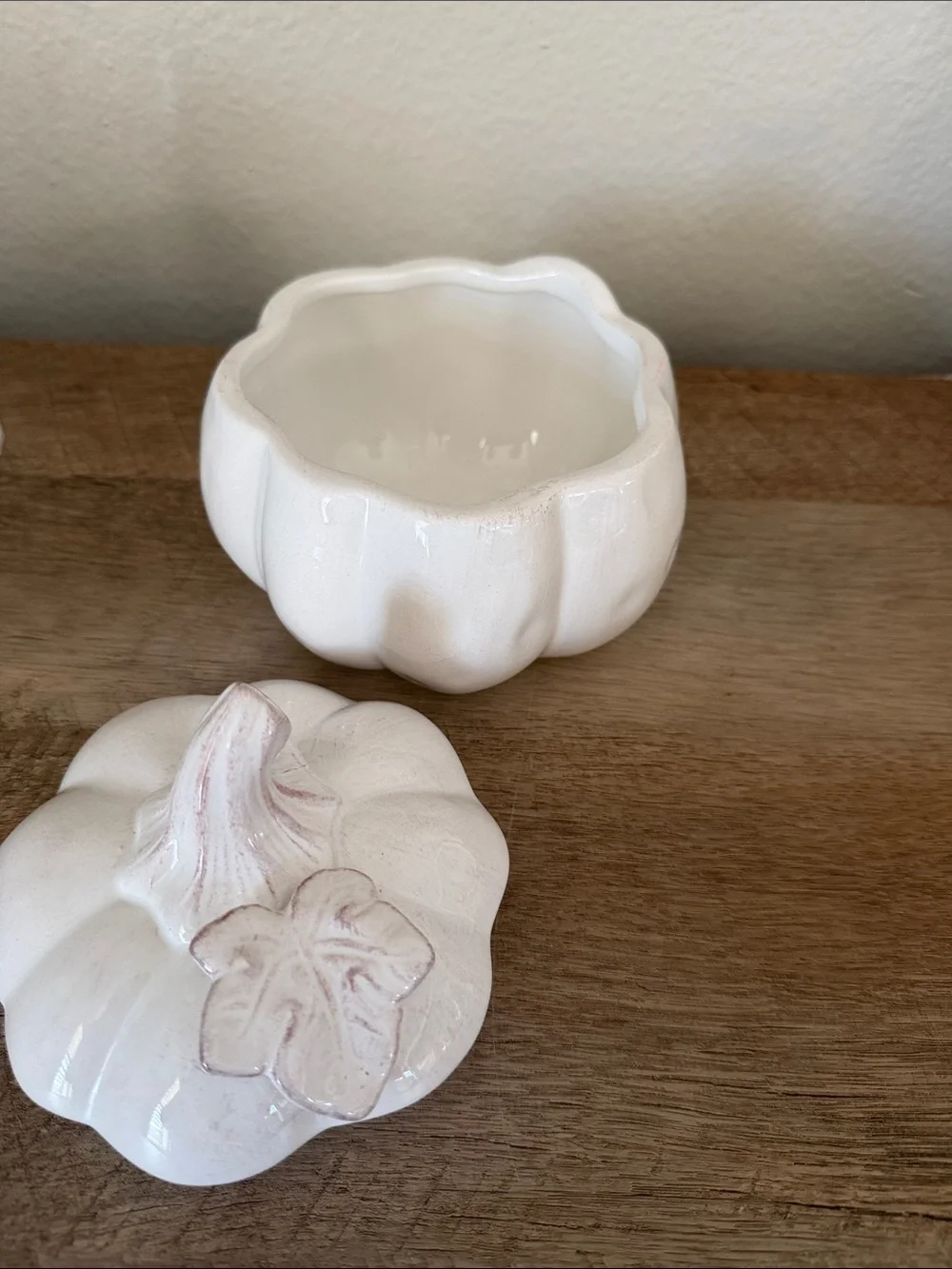 Pier 1 White Ceramic Pumpkin Box